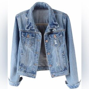 Amazon Light Blue Distressed Denim Jacket